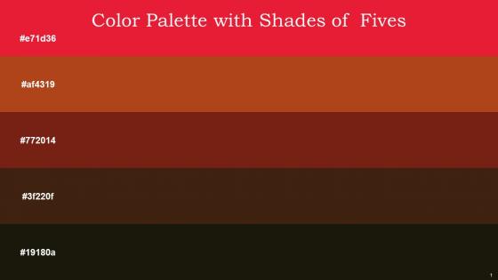 Color Palette With Five Shade Alizarin Crimson Fiery Orange Moccaccino Deep Oak Eternity