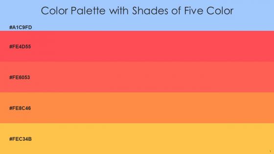 Color Palette With Five Shade Anakiwa Sunset Orange Persimmon Coral Texas Rose