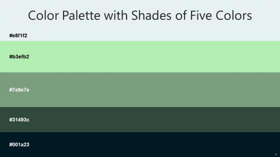 Color Palette With Five Shade Aqua Haze Madang Amulet Mineral Green Swamp