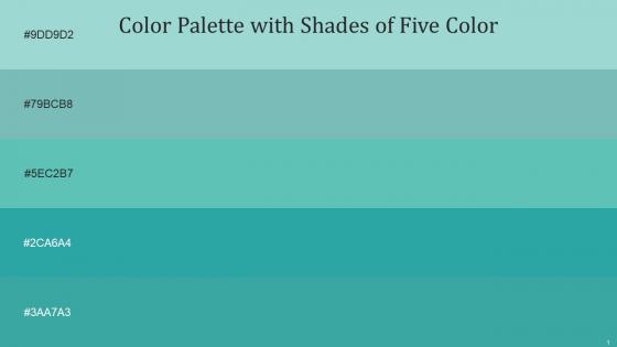 Color Palette With Five Shade Aqua Island Neptune Fountain Blue Jungle Green Keppel
