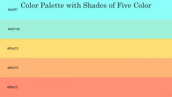 Color Palette With Five Shade Aquamarine Magic Mint Kournikova Macaroni And Cheese Salmon