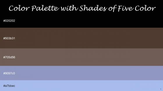Color Palette With Five Shade Black Judge Gray Pine Cone Blue Bell Perano
