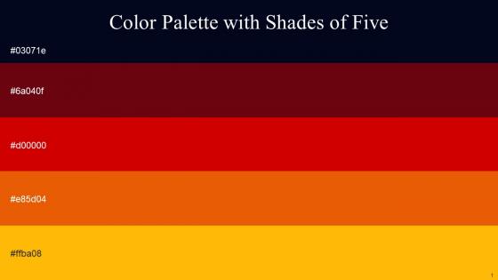 Color Palette With Five Shade Black Pearl Red Oxide Guardsman Red Trinidad Selective Yellow