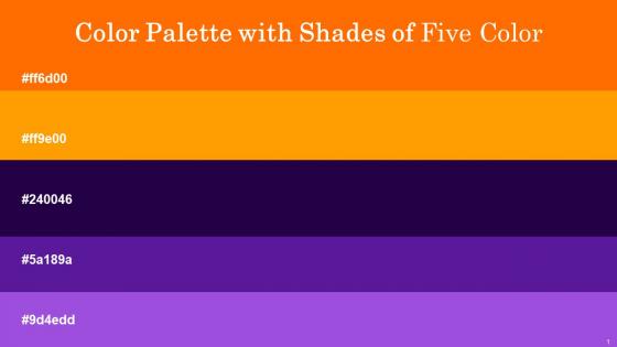 Color Palette With Five Shade Blaze Orange Orange Peel Tolopea Seance Medium Purple