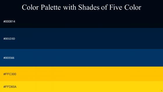 Color Palette With Five Shade Blue Charcoal Midnight Midnight Blue Amber Gold
