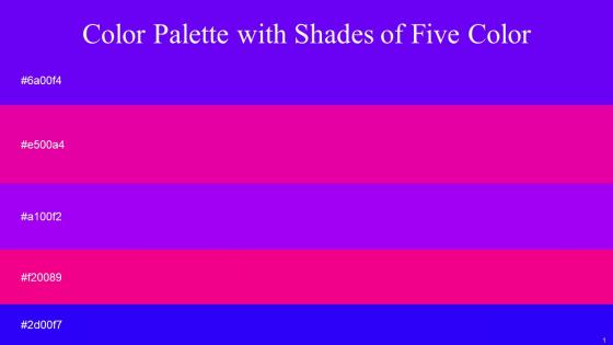 Color Palette With Five Shade Blue Electric Violet Hollywood Cerise Rose