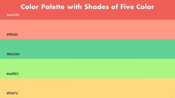 Color Palette With Five Shade Burnt Sienna Vivid Tangerine Emerald Sulu Grandis