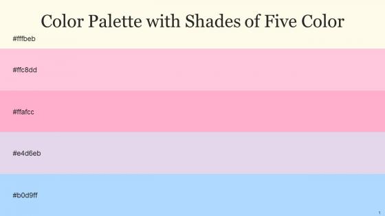 Color Palette With Five Shade Buttery White Pastel Pink Carnation Pink Snuff Anakiwa
