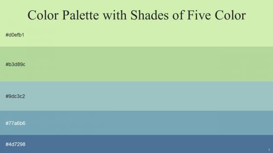 Color Palette With Five Shade Caper Moss Green Shadow Green Neptune Kashmir Blue