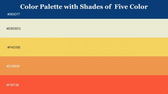 Color Palette With Five Shade Catalina Blue White Rock Cream Can Jaffa Outrageous Orange