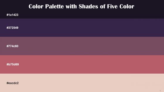 Color Palette With Five Shade Cinder Bossanova Ferra Cadillac Rose Fog