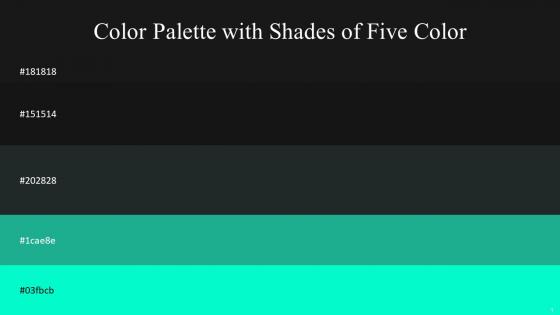 Color Palette With Five Shade Cod Gray Cod Gray Outer Space Mountain Meadow Bright Turquoise