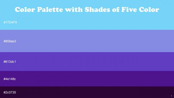 Color Palette With Five Shade Cornflower Blue Chetwode Blue Purple Heart Persian Indigo Violet