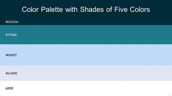 Color Palette With Five Shade Daintree Elm Tropical Blue Catskill White White