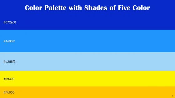 Color Palette With Five Shade Dark Blue Dodger Blue Sail Yellow Supernova