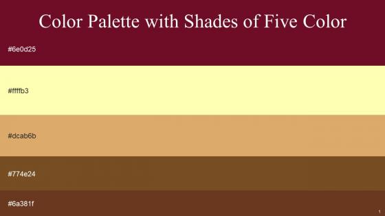 Color Palette With Five Shade Dark Tan Portafino Harvest Gold Dallas Metallic Copper