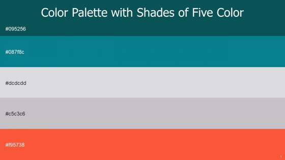 Color Palette With Five Shade Deep Sea Green Blue Chill Iron French Gray Outrageous Orange