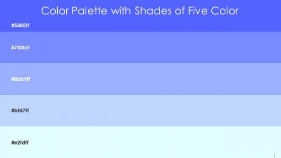 Color Palette With Five Shade Dodger Blue Malibu Melrose Periwinkle Baby Blue