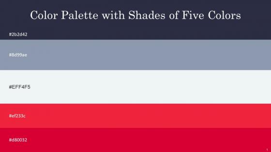 Color Palette With Five Shade Ebony Clay Bali Hai Aqua Haze Crimson Monza