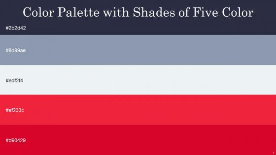 Color Palette With Five Shade Ebony Clay Bali Hai Mystic Crimson Monza