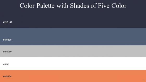 Color Palette With Five Shade Ebony Clay Blue Bayoux Silver Sand White Burnt Sienna