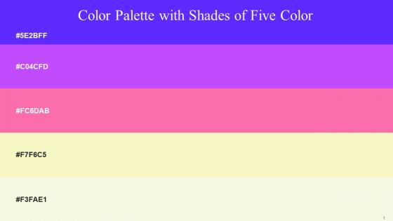 Color Palette With Five Shade Electric Violet Heliotrope Hot Pink Citrine White Coconut Cream