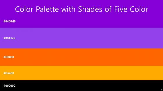 Color Palette With Five Shade Electric Violet Medium Purple Blaze Orange Web Orange Black