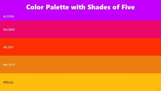 Color Palette With Five Shade Electric Violet Razzmatazz Scarlet Tango Selective Yellow