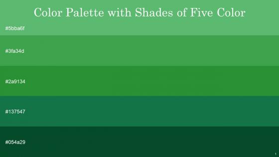 Color Palette With Five Shade Fern Chateau Green Forest Green Jewel Zuccini