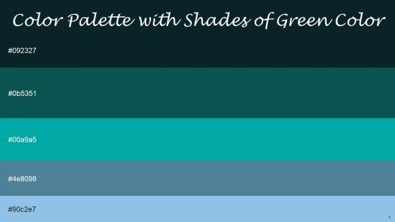 Color Palette With Five Shade Firefly Deep Sea Green Persian Green Wedgewood Cornflower