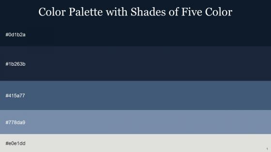 Color Palette With Five Shade Firefly Mirage Blue Bayoux Bermuda Gray Quill Gray