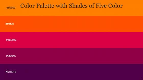 Color Palette With Five Shade Flush Orange International Orange Red Ribbon Siren Blackberry