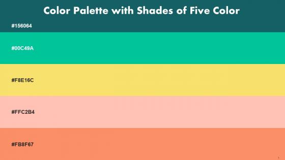 Color Palette With Five Shade Genoa Caribbean Green Portica Melon Salmon