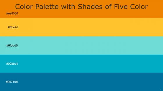 Color Palette With Five Shade Gold Drop Sunglow Aquamarine Blue Pacific Blue Allports
