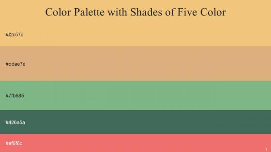 Color Palette With Five Shade Golden Sand Tumbleweed Bay Leaf Mineral Green Froly