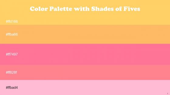 Color Palette With Five Shade Golden Tainoi Koromiko Tickle Me Pink Geraldine Cotton Candy