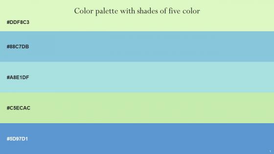 Color Palette With Five Shade Gossip Bermuda Morning Glory Tea Green Danube