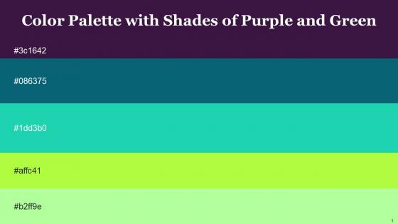 Color Palette With Five Shade Grape Atoll Java Green Yellow Reef