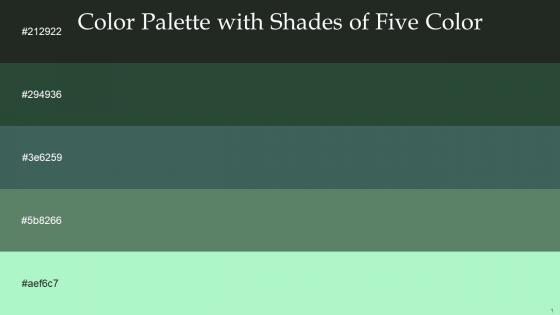 Color Palette With Five Shade Heavy Metal Plantation Mineral Green Spring Leaves Magic Mint
