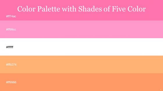 Color Palette With Five Shade Hot Pink Carnation Pink White Macaroni And Cheese Atomic Tangerine
