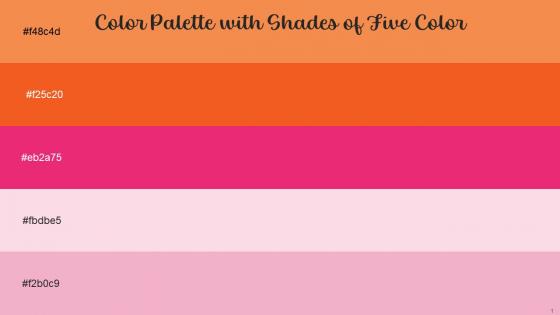 Color Palette With Five Shade Jaffa Flamingo Amaranth Classic Rose Azalea