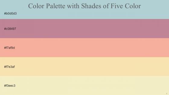 Color Palette With Five Shade Jungle Mist Oriental Pink Rose Bud Dairy Cream Mint Julep