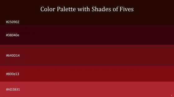 Color Palette With Five Shade Kilamanjaro Burnt Maroon Dark Tan Tamarillo Tall Poppy