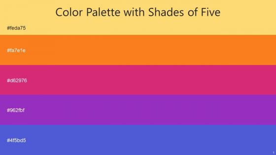 Color Palette With Five Shade Kournikova Ecstasy Cerise Purple Heart Indigo