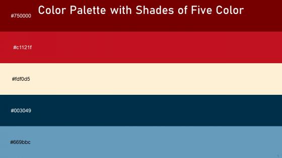 Color Palette With Five Shade Lonestar Thunderbird Half Colonial White Prussian Blue Hippie Blue
