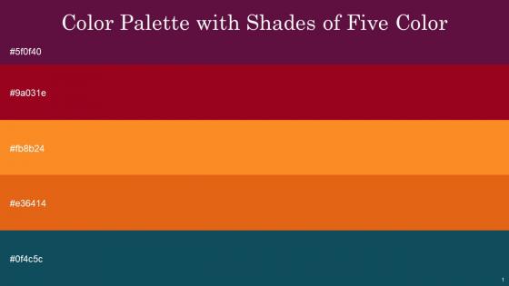 Color Palette With Five Shade Loulou Pohutukawa Tree Poppy Tango Eden