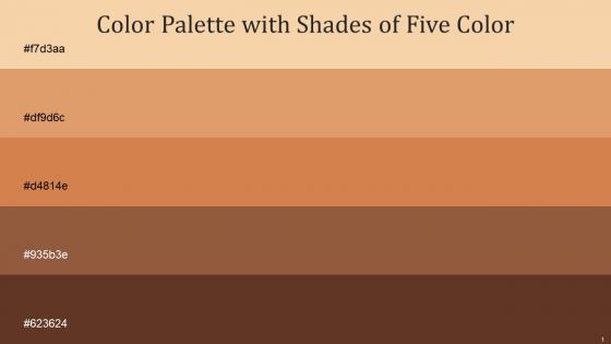 Color Palette With Five Shade Maize Di Serria Raw Sienna Potters Clay Irish Coffee
