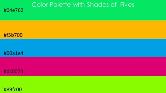 Color Palette With Five Shade Malachite Selective Yellow Cerulean Rose Chartreuse