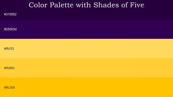 Color Palette With Five Shade Mardi Gras Ripe Plum Mustard Sunglow Amber