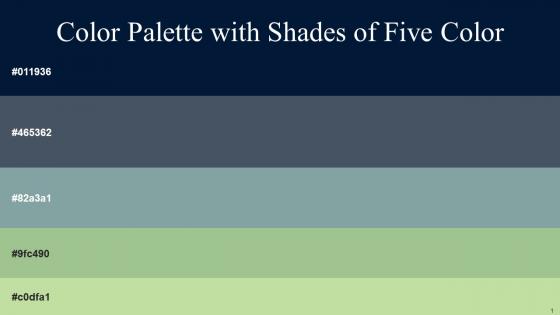 Color Palette With Five Shade Midnight River Bed Granny Smith Olivine Deco